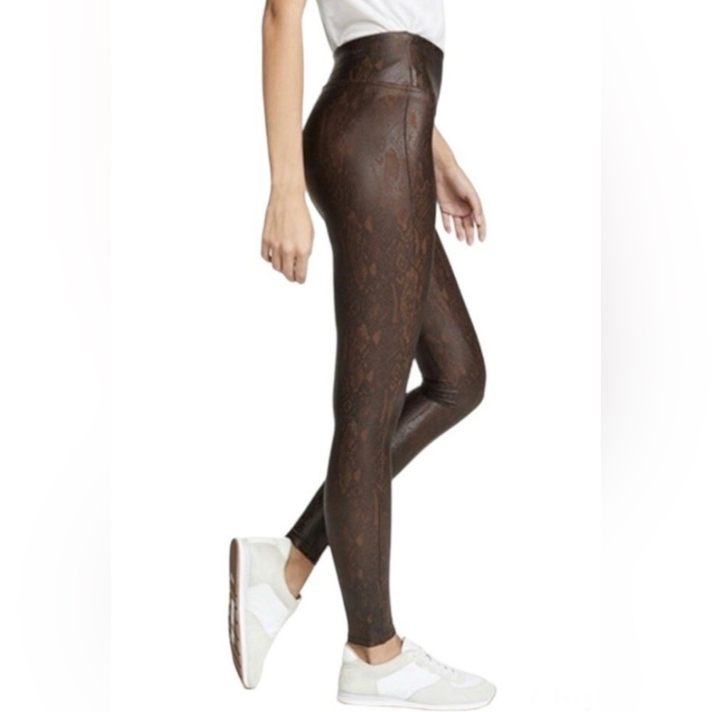 SPANX Chocolate Patterned faux leather Leggings‎